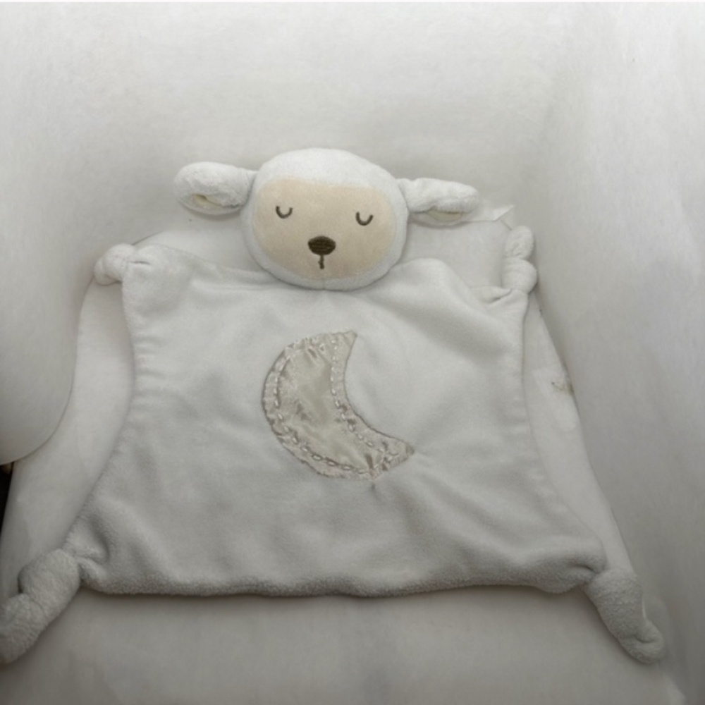 Stepping Stones Lamb Sheep Knotted Off White Baby Security Blanket Lovey Plush